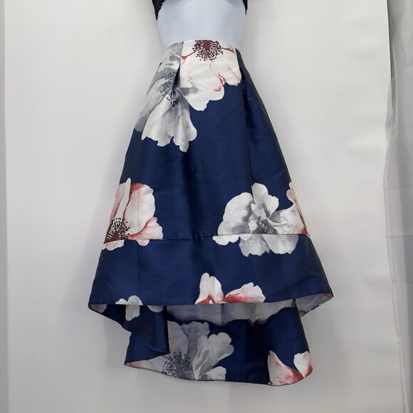 L'Atiste Womens Maxi Low And hight  Floral Skirt Blue Floral  Size M - Picture 3 of 9